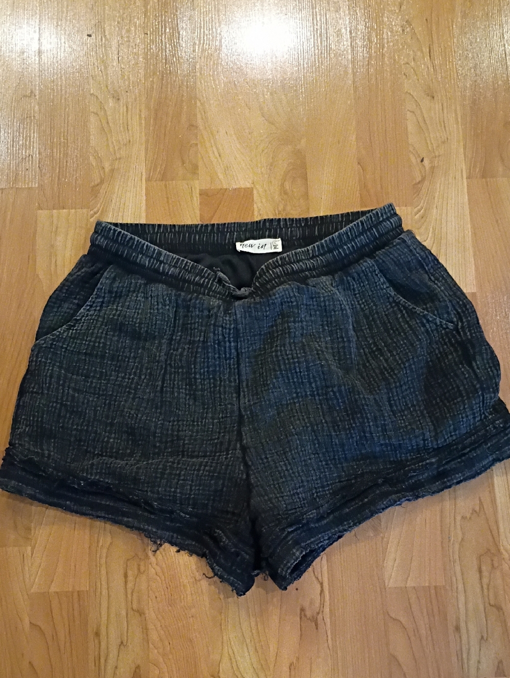 High-Waist Black Textured Summer Shorts - Picture 1 of 3